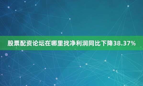 股票配资论坛在哪里找净利润同比下降38.37%
